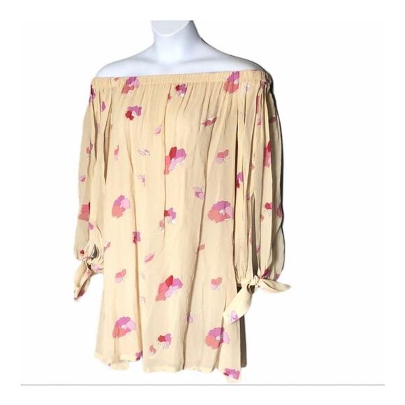 Jill Stuart Off-the-Shoulder Yellow Floral Mini Dress NWT Size 0 XS | Vacation - Picture 2 of 9